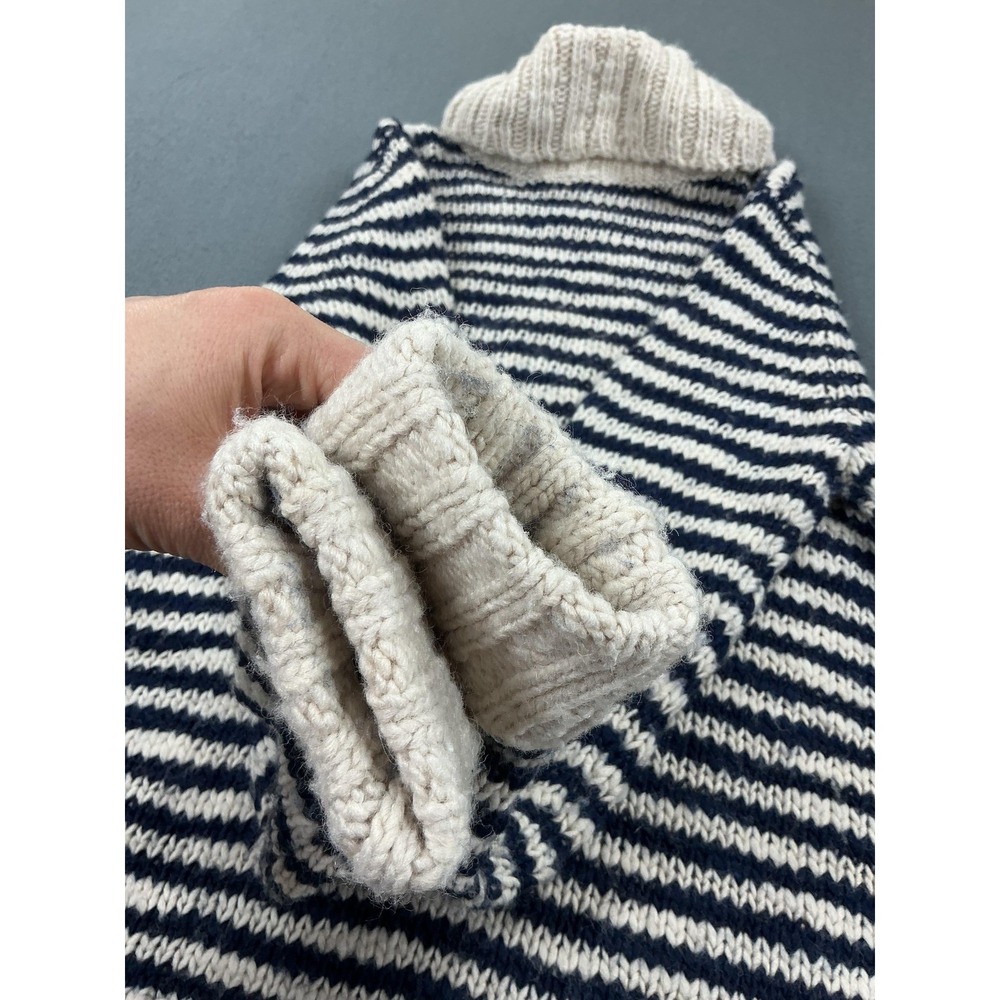 Lands' End Canvas Sweater Womens Small Blue Striped Wool‎ Blend Turtleneck Knit - Picture 4 of 9